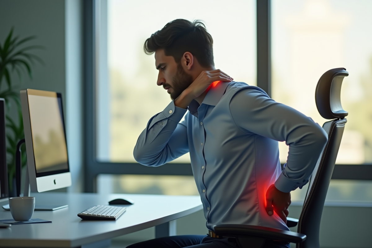 Employé de bureau touchant l