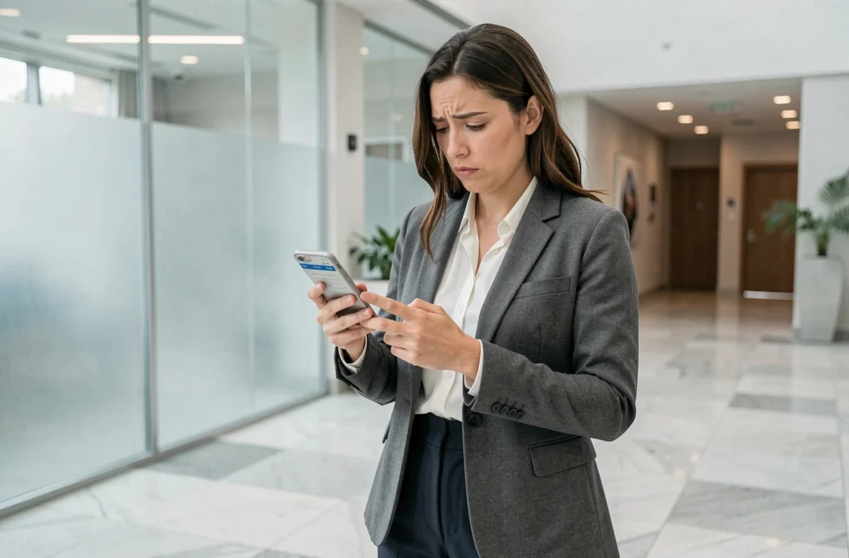 Femme utilisant son smartphone pour effectuer des démarches en ligne auprès de Korelio