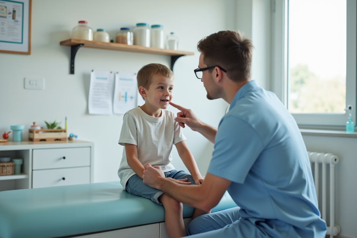 Enfant avec eczema lors d