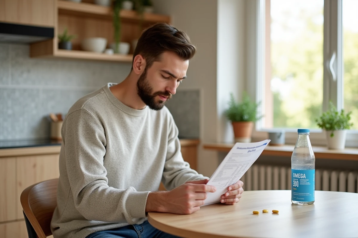 Jeune homme lisant une notice d omega 369 à la maison
