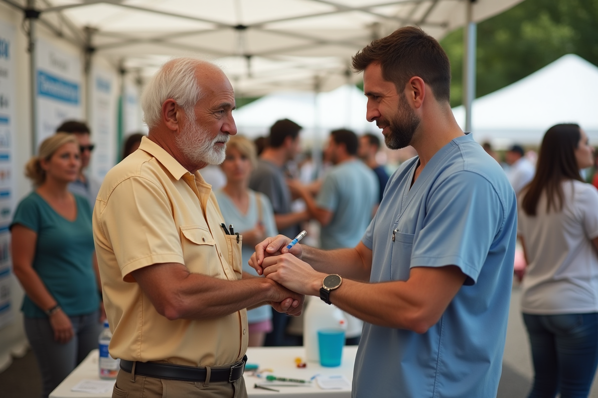 Homme age se faisant vacciner lors d